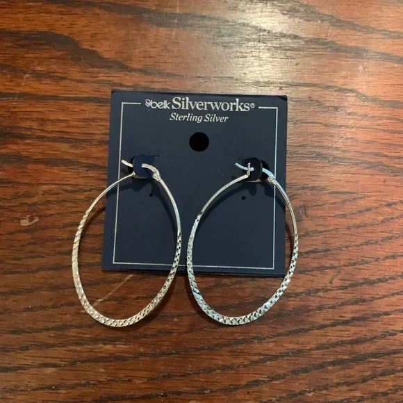 New Sterling Silver Hoop Earrings - Picture 1 of 2
